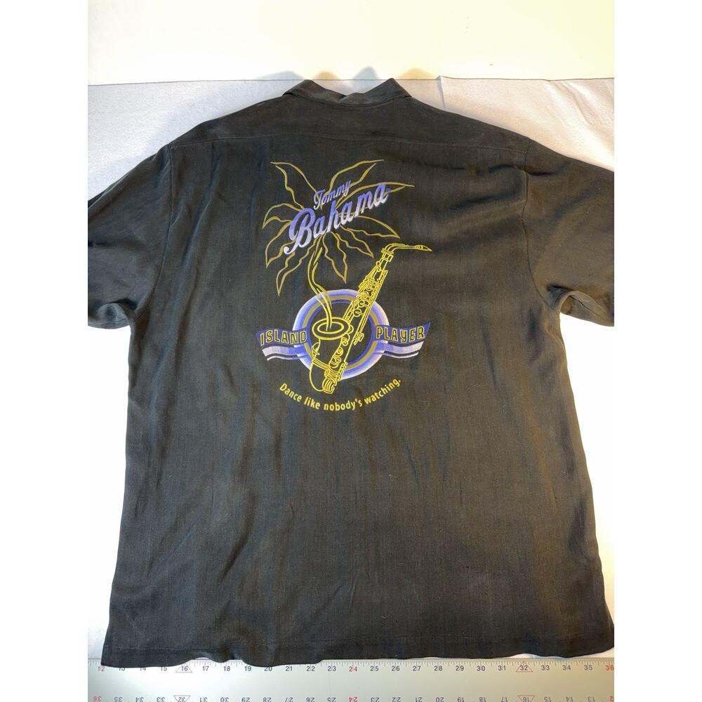 Tommy Bahama Silk Shirt Island Player Graphic Camp Button Up Mens L Vintage‎